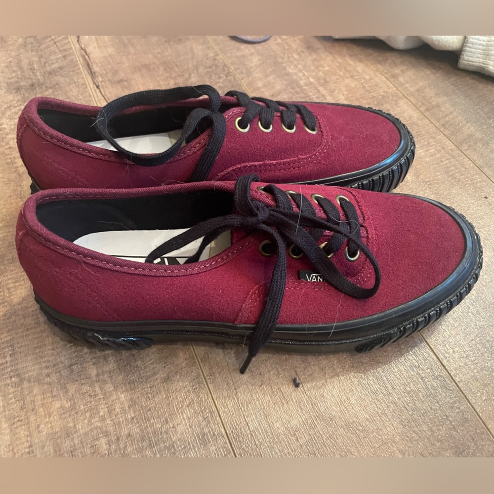 Vans Maroon Canvas Sneakers with Black Accents